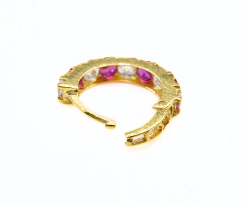 18K Real Gold Nose ring (Nath) with pink & white stones