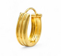 18K Solid Yellow Gold hinged hoop three line earrings